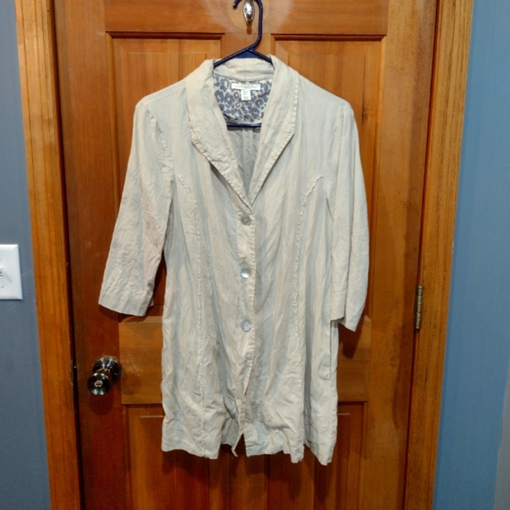 Saint Tropez West 100% linen taupe jacket size M